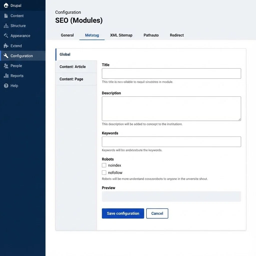 [Administration Drupal modules SEO]