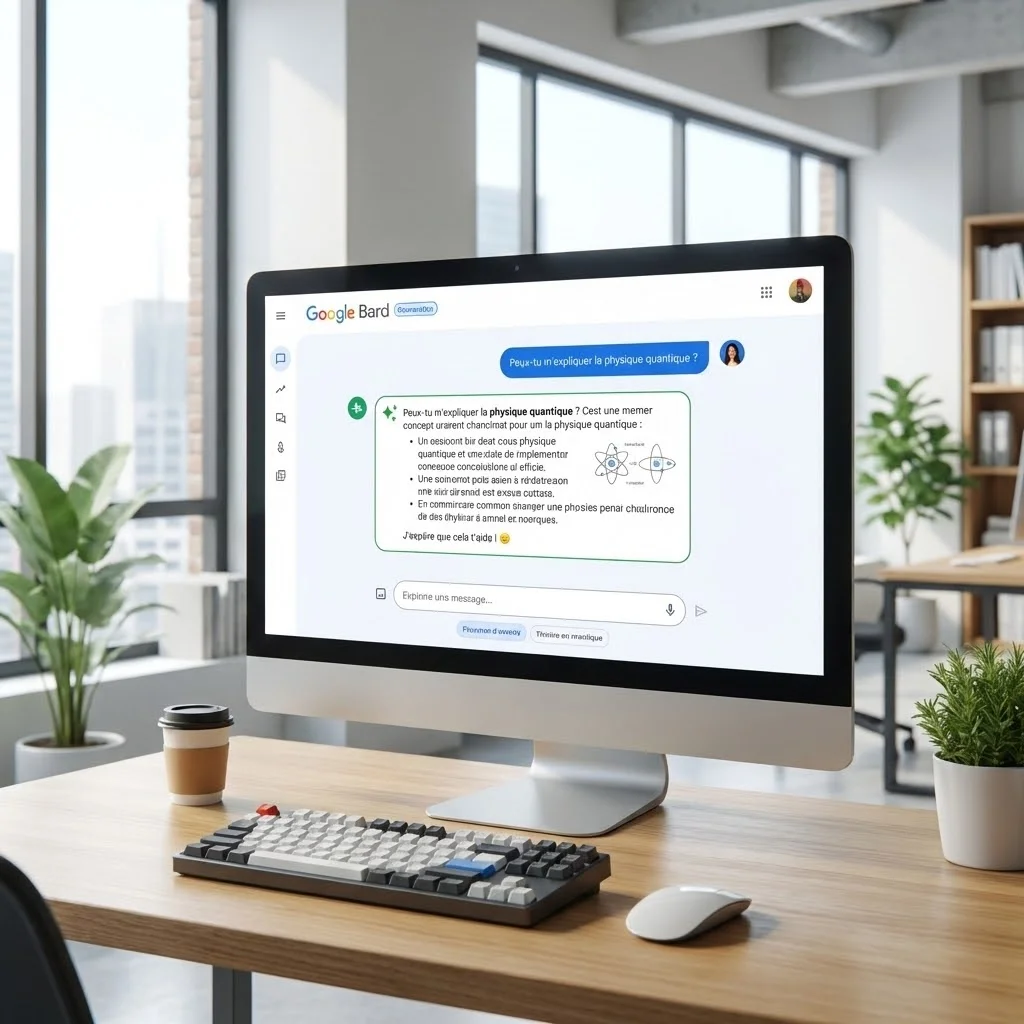 [Interface chatbot Google Bard avec conversation]