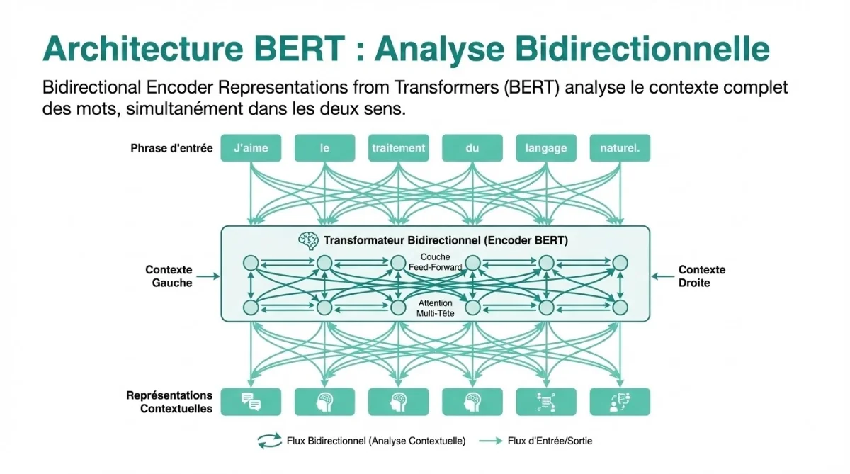 [Architecture BERT avec flux bidirectionnel]